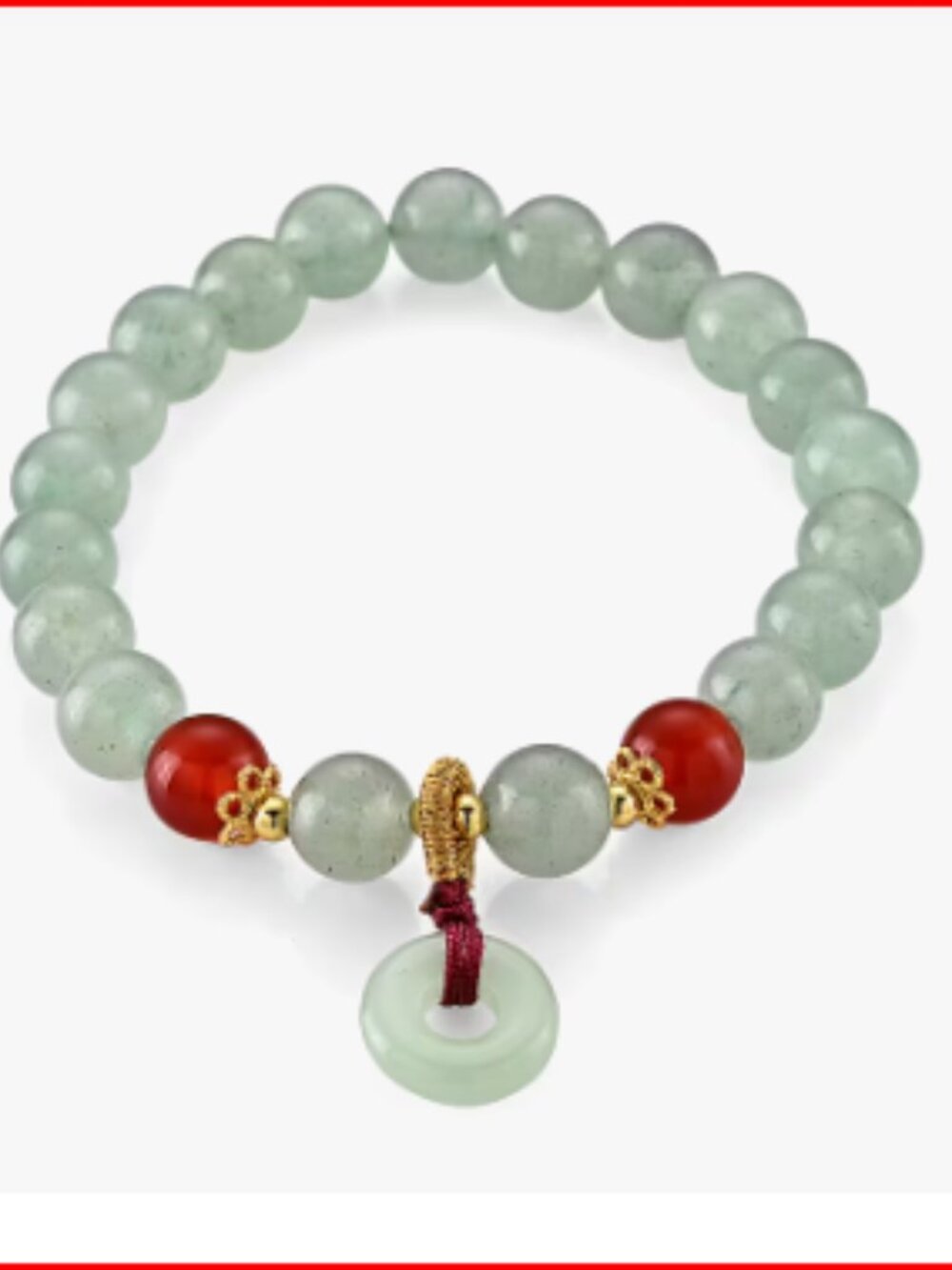Green Aventurine and Red Agate Beaded Stretch Bracelet